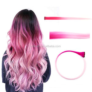 Popolare Colorato Etero Parrucchino Evidenziare Clip Sintetica Estensioni Dei Capelli di Colore Puro Clip-In Un Unico Pezzo Strisce per le Ragazze - Product Image 1