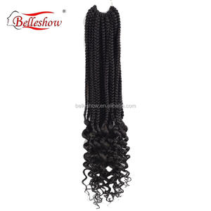 Vendita calda all'ingrosso 18 pollici estensioni dei <span class=keywords><strong>capelli</strong></span> sintetici ombre color box <span class=keywords><strong>trecce</strong></span> con estremità ricci - Product Image 3