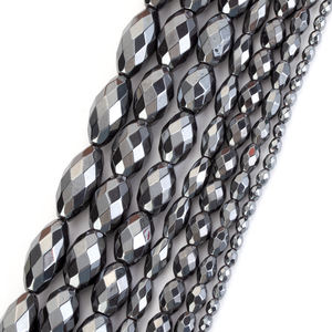 AsVrai U AAA + colore nero naturale pietra di ematite sfaccettata forma di riso perline distanziatori per la creazione di gioielli fai da te bracciale accessori - Product Image 3