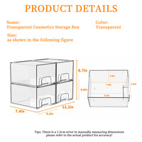 Organizador de Maquillaje Transparente de Gran Capacidad Impermeable y Antipolvo para Baño o Escritorio Caja de Almacenamiento para Cosméticos y Cuidado de la Piel con Cajón