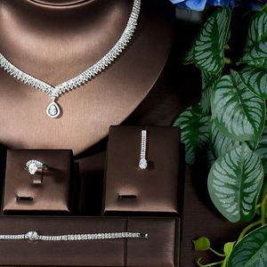 Offre Spéciale De Luxe Larme Unique Cubique Zircone Collier Boucles D'oreilles De Mariage Fête De Mariée Fine Partie Bijoux Ensemble S-45 - Product Image 3