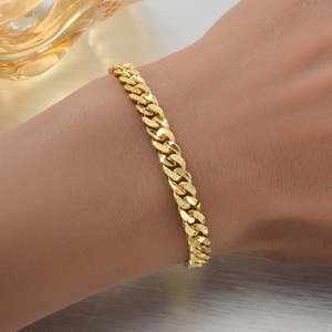 Bracelet à maillons en cuivre plaqué or 18 carats, poli, facetté, de créateur, fin, compact, style gourmette entrelacée, vente en gros - Product Image 2