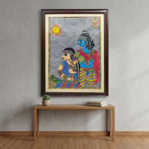 Bihar Cultural Madhubani Painting <b>Canvas</b> Full 3D Handcrafted Folk Art Wall Decor Glass <b>Frame</b> Ojistha Industries Jharkhand 6375 - Product Image 6