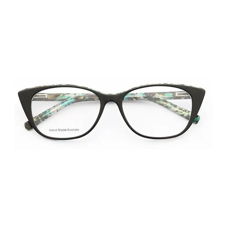 แว่นตากรอบแว่นตาสำหรับผู้ชาย,กรอบแว่นสายตาพิมพ์ลายดอกไม้ตาแมวดำอะซิเตท La Mitad De Vidrio De Marco De Otras Gafas Autres
