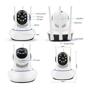 Mini caméra intérieure 2MP de surveillance vocale bidirectionnelle à distance APP alarme poussoir grand Angle Full HD WIFI antenne d'extension USB panoramique-inclinable - Product Image 3