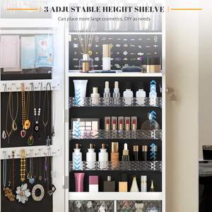 עץ לבן הוביל מראה קיר רכוב קיר דלת מדף תולה תלוי פינה מעוגלת ארון בגדים - Product Image 6