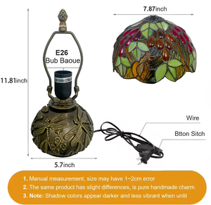 Lampada da tavolo da letto da 8 pollici in vetro colorato di <span class=keywords><strong>Tiffany</strong></span> per studio delicato e carino per studio regalo di luce notturna creativa - Product Image 6