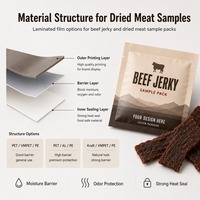 Sachets d'emballage personnalisés à trois soudures latérales pour bœuf séché, petits sachets pour échantillons de viande séchée