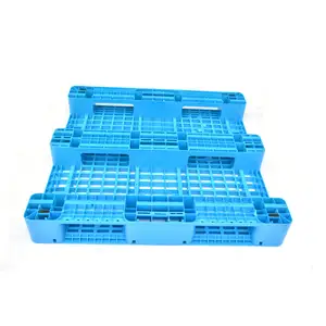 pallet Packing China Hot Sale 3 Skids Blue Custom Made Economic European Grid Open Bottom Deck Anti Slip Plastic Pallet For Sale