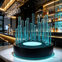 Présentoir à bouteilles LED circulaire en acrylique sur mesure, support de bar lumineux en plexiglas, présentoir à vin de luxe pour restaurant et club