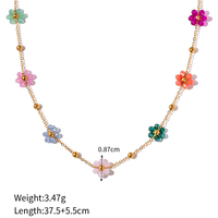 Kalung Bunga Kristal Musim Panas Bahan Stainless Steel untuk Wanita, Tidak Luntur, Gaya Bohemian, Set Perhiasan