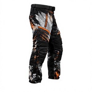 Pantalon de moto pour homme, noir et orange, uni, long, softshell, résistant à l'eau, avec poches, coupe classique, pour l'hiver et les activités de plein air - Product Image 4