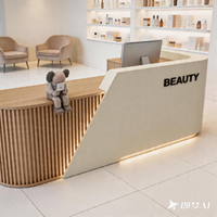 Bureau d'accueil d'angle en L moderne en bois coloré Tianyi, durable, écologique, pour usage commercial, avec classeur intégré