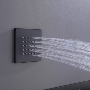 Cabezal de ducha cuadrado de latón cepillado dorado con rociador de chorro de alta presión, masaje y efecto lluvia, y rociador lateral oculto para baño - Product Image 2