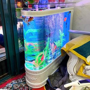 Gebogen Hoek Ovaal Ultra Wit Glas Luxe <span class=keywords><strong>Aquarium</strong></span> Met Ultra Stille Schoon Water Systeem Voor Woonkamer <span class=keywords><strong>Aquarium</strong></span> - Product Image 1
