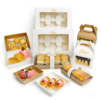 Boîte à gâteau en papier kraft personnalisée, écologique, blanche et rose, avec fenêtre transparente pour pâtisserie, vente en gros de boîtes à pâtisserie personnalisées