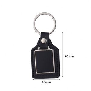 Llavero de Cuero PU Negro en Promoción, Personalizable con Logotipo Cuadrado - Product Image 2