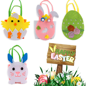 Easter coniglietto cartone animato cesto a mano fai da te tessuto di feltro artigianale caramella cioccolato regalo cesto di pasqua - Product Image 5