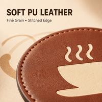 Sous-verres promotionnels en similicuir PU souple et imperméable pour bar et café, avec impression UV personnalisée/gravure laser et logo