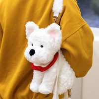 Sac à dos en peluche Feiya West Highland Dog, jouet en peluche, adorable chien en peluche, sac à bandoulière, Saint-Valentin, polyester, coton PP