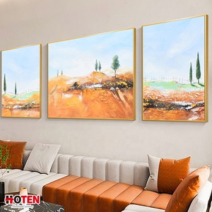 Peintures à l'huile de paysage <span class=keywords><strong>Orange</strong></span> sur toile, affiche d'art mural et images suspendues pour décoration de salon moderne - Product Image 4