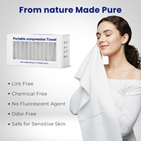 100% Viscose Nonwoven Antimicrobial Quick-Dry Disposable Face Towel (Compressed Mini Cortable Pack for Hotel Use)