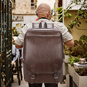 Classic Genuine Leather <b>Laptop</b> <b>Backpack</b> With Zipper And Hasp Closure Unisex Softback 20-39 Litre Capacity - Product Image 3