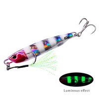 Leurre métallique lumineux Luya pour pêche en eau profonde, avec hameçon triple, simulation de poisson, mouvement lent, imprimé, pour la pêche en courant.