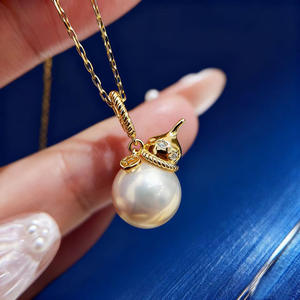 Accesorios DIY 31481, Colgante de Plata con Calabaza Vacía para Colgar, Collar de Moda S925 con Cuentas de 9-12 mm, Colgantes y Dijes de Perlas - Product Image 3