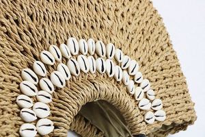 Bolso de mano de playa de papel para mujer, estilo cesta, con asa de anillo y decoración de conchas, tendencia de verano, venta al por mayor - Product Image 6
