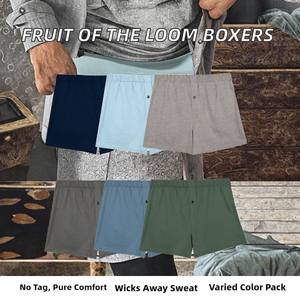 Fruit Loom <strong>Men's</strong> Tag-Free Knit <strong>Boxer</strong> <strong>Shorts</strong> Relaxed Fit Moisture Wicking Geometric Pattern ODM Supply Assorted Colors <strong>Multipacks</strong> - Product Image 2