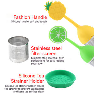 ที่กรองชารูปผลไม้ทำจากซิลิโคนมีหูจับที่กรองชาสุดสร้างสรรค์ทำจากสแตนเลส - Product Image 4