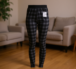 Leggings a Quadri a Tutta Lunghezza con Vita Elastica, in Maglia Elasticizzata di Spandex e Poliestere, Stile Basico per Tutte le Stagioni - Product Image 2