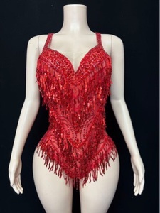 Deslumbrante Traje de Baile Latino con Flecos y Top Halter, Elegante Atuendo para Espectáculos de Danza, Discotecas y Grandes Actuaciones - Product Image 2