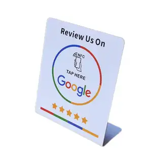 Customized Printed Acrylic Nfc Google Review Stand Tap To Read Tag In Restaurant