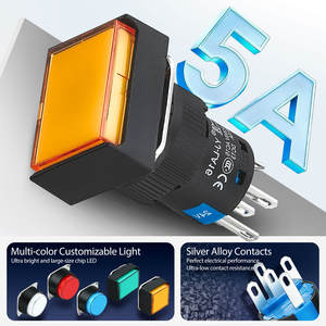 16mm Rechteckiger Druckknopf Kunststoffschalter Silberlegierung 5A Momentaner Knopf Pins Anschluss für Auto-Elektronik - Product Image 3