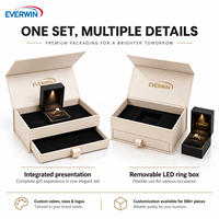Boîte à bijoux magnétique carrée en velours moderne de luxe avec LED intégrée, idéale pour les propositions de mariage et la vente en gros pour boutiques – Offre Spéciale