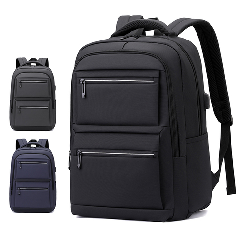 Men Laptop Backpack with USB Large Capacity Travel Business Computer Backpack College Students 15.6Inch School Bag Black Daypack