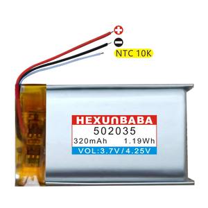 <span class=keywords><strong>3</strong></span>.7V 320毫安时502035 <span class=keywords><strong>3</strong></span>线NTC 10k聚合物锂离子锂离子电池，用于智能手表耳机扬声器耳机T283 - Product Image 1
