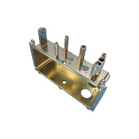Boîtier en aluminium plaqué or 3D usiné CNC sur mesure par électroérosion à fil, boîtier de précision pour instruments avec entretoises intégrées