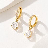 Boucles d'oreilles pendantes en diamant de laboratoire CVD HPHT de haute qualité IGI 1CT DEF VVS taille poire avec créoles pavées en or massif 10K 14K 18K