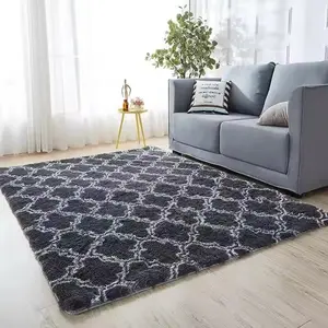 Échantillon gratuit de tapis à poils longs en polyester antidérapant pour chambre à coucher tapis et carpettes à poils longs de taille personnalisée pour le salon livraison directe