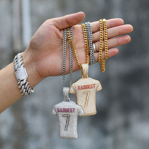 Moda Cristiano <span class=keywords><strong>Ronaldo</strong></span> No. 7 Jersey Colgante Fútbol Estilo Hip-hop Zircon 18K Accesorio de cobre chapado en oro - Product Image 4