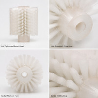 Tête de brosse cylindrique à entraînement par axe, base en plastique blanc, poils en nylon PA PP PPT, 5-200 mm, brosse sur mesure non standard
