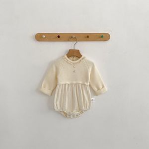 Renren – pull sans col à manches longues pour bébé fille, robe de princesse, combinaison tricotée en Patchwork, printemps-automne-hiver - Product Image 2