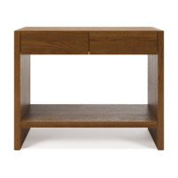 Console Moderne Américaine en Chêne Brun, Taille Personnalisable, Meuble d'Entrée à 2 Tiroirs, Bureau d'Appoint de Luxe en Bois Organique pour Couloir