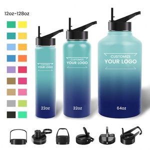 Bouteille d'eau isotherme en acier inoxydable la plus populaire avec logo personnalisé, grande capacité, 20oz, 32oz, 40oz, avec paille - Product Image 1