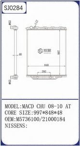 หม้อน้ำแกนอลูมิเนียมทองแดงรถบรรทุกสำหรับ MACK macchu 08-10ที่ M5736100/21000184 - Product Image 6