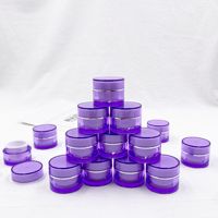 Pot de crème acrylique à double paroi 10ml Pots cosmétiques de couleur violette Contenants de crème pour le visage en plastique