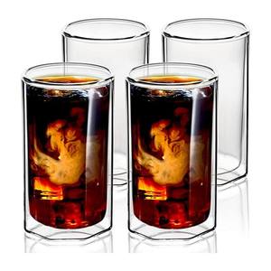 Bicchieri da caffè a doppia parete isolati ottagonali unici da 13.5 once per Cappuccino o Latte Macchiato - Product Image 1